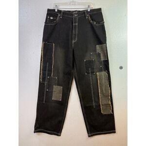Y2K VTG MUKA WEAR Patchwork Denim Jeans Mens 38x33 Grey Cotton Baggy hip hop